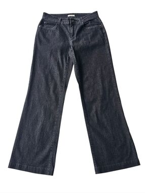 Eileen Fisher Wide Leg Jeans - Size 6 Charcoal Organic Cotton Lightweight Denim